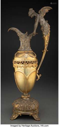 A Continental Gilt Metal Ewer, circa 1900 21-5/8 x 8-5/8 x 5...