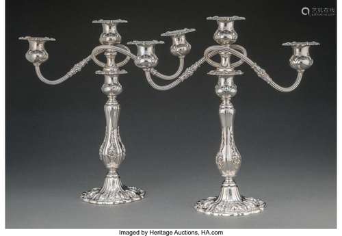 A Pair of Reed & Barton Francis I Pattern Three-Light We...