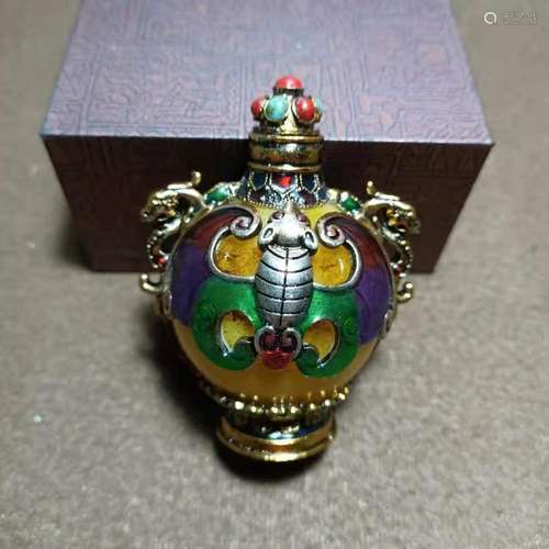 Old Peking Snuff Bottle decorations Inlaid gem Ornaments gif...