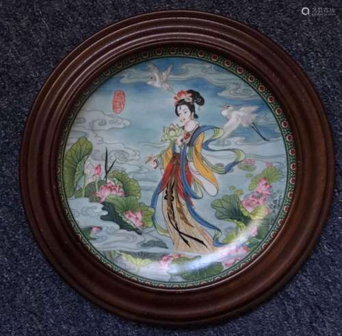 中国工艺美术大师赵惠民的彩盘《百花仙女》Chinese arts and craft...