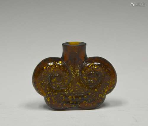 Fine Antique Chinese Qing Ruyi Form Peking Glass Gold Leaf S...