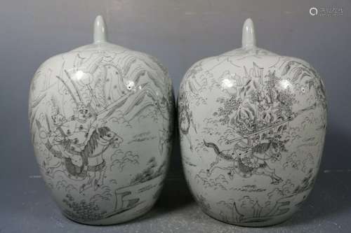 Beautiful Chinese white glaze porcelain Carved pots