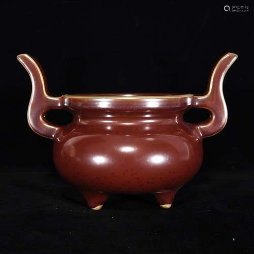 Rust red glaze gold furnace, 13 x 19