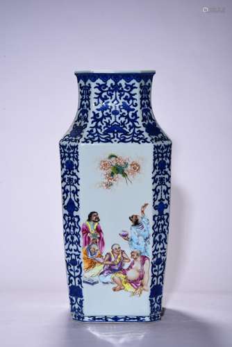 Blue and white window pastel 18, eight square bottle a chara...