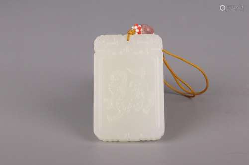 : hetian jade benevolent poems listed6 cm width 4 cm long 0....