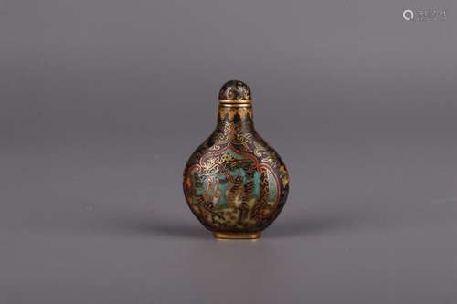 LuHe with spring, "" wire inlay enamel snuff bottl...