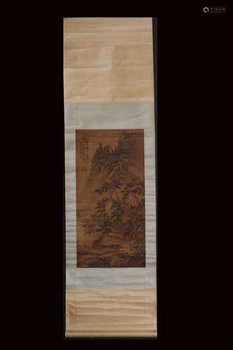 , famous scenery scenery silk scroll vertical shaft43 cm len...