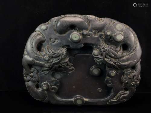 "Four inkstone side rock: dragon playing beadFor materi...