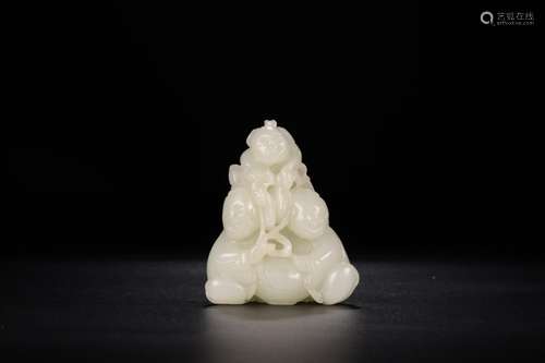 Furnishing articles, hotan jade many childrenSize: 5.8 x2.7 ...