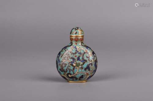 Flowers, "" wire inlay enamel snuff bottleLong and...