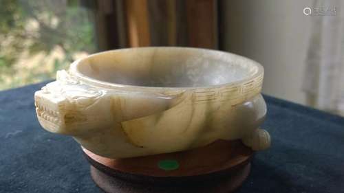 Fine Jade Brushwasher Dragon Body Hollowed Out Bowl Form 4&q...