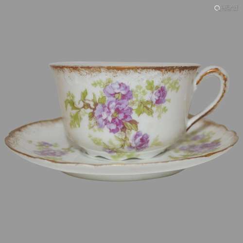 Gorgeous Limoges Cup and Saucer ~ Porcelain ~ Hand Painted w...