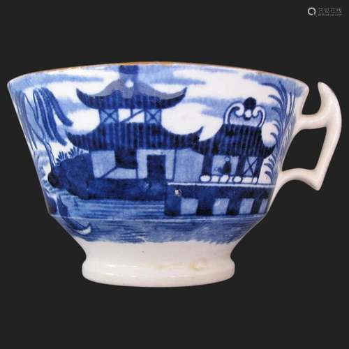 Antique John Rose Coalport Tea Cup, Dark Blue "Curly Pa...