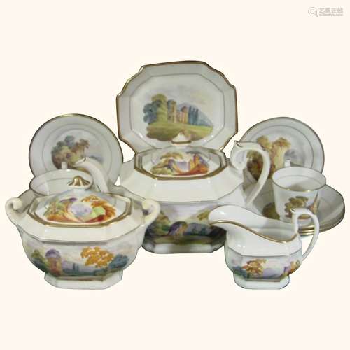 Machin Handpainted Tea Set in Pattern 346 C1835.