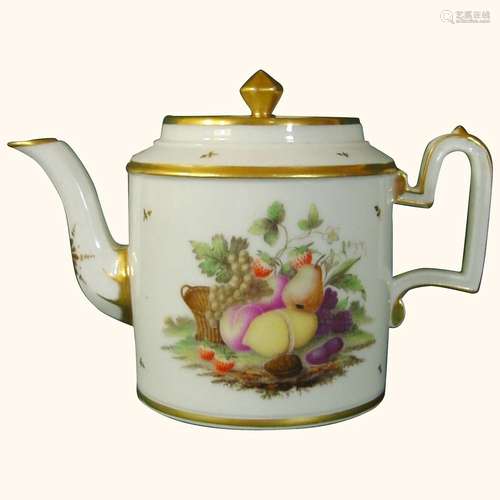 Oude Amstel Teapot with Fruit & Flowers, 18th Century Du...