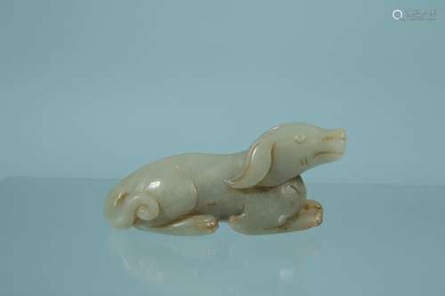 , hotan jade lying dogLong and 8.8 cm wide and 2.6 cm high 3...