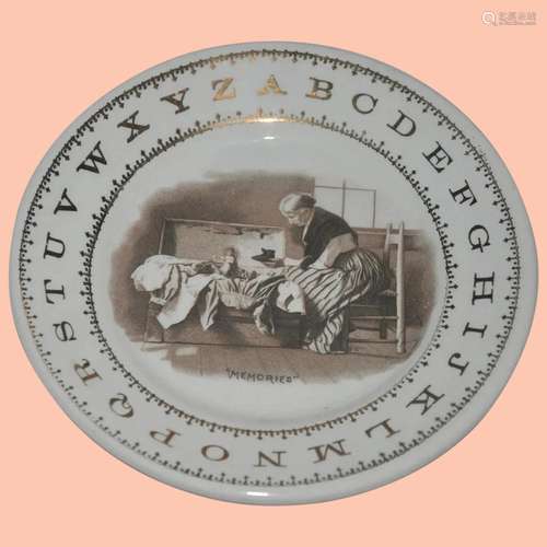 Antique Porcelain Child’s ABC Plate made by Harker for Hotel...