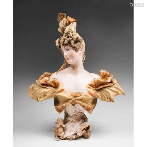 1900 Teplitz Hand Painted Porcelain Bust