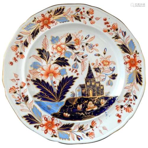 Hand Decorated Davenport Ironstone Plate in Imari Colors