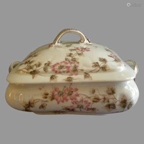 CFH/GDM Limoges Square Covered Vegetable Tureen w/Passion Fl...