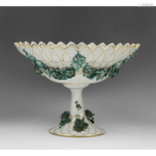 Carl Thieme Dresden Flower Compote With Flower Encrustation