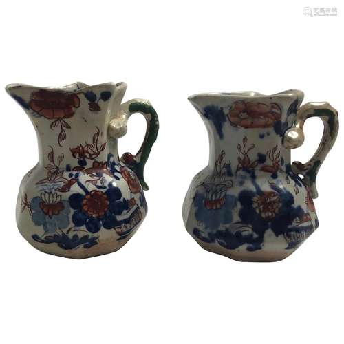 Pair of Early 19th C Antique Masons Ironstone China Hydra Ha...