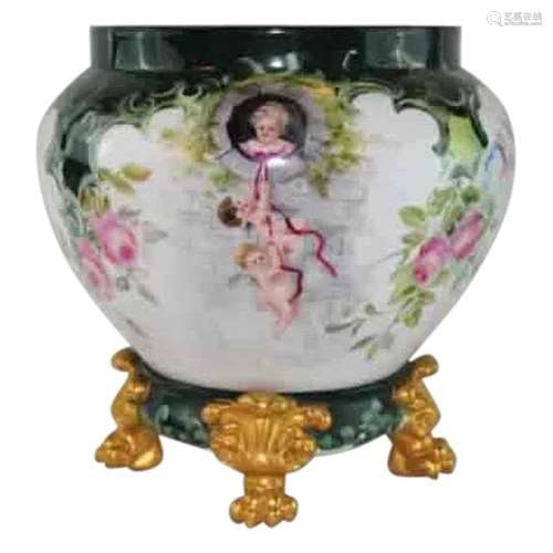 VERY IMPORTANT HUGE Hand Painted Limoges Jardiniere and Limo...