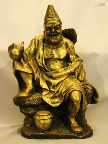 Brass Asian Myth Figure Chinese Figurine Daoist Immortal Beg...