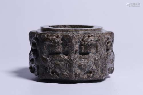 Previously, ancient jade embossment beast grain jade congDia...