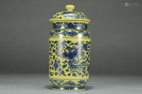 , "" blue and white yellow glaze wear pattern cove...