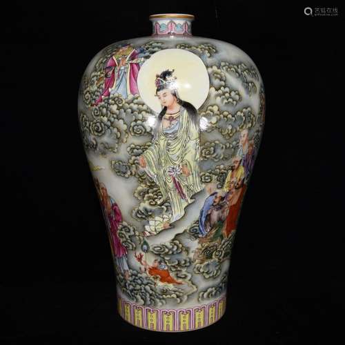 Pastel 18 worship guanyin grain mei bottles, 38.5 x 23 cm