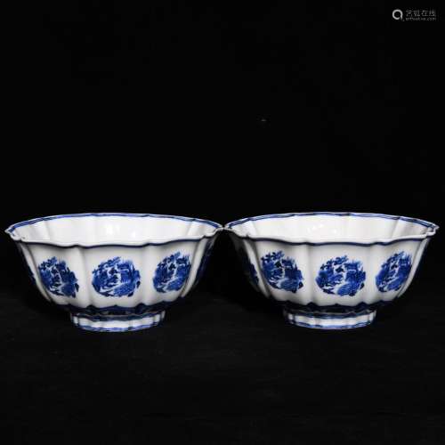 Blue and white grain ten bowl 8.8 x19cm edges