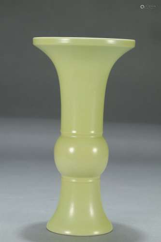 , "" yellow glaze vase with flowersSize: 25 high c...