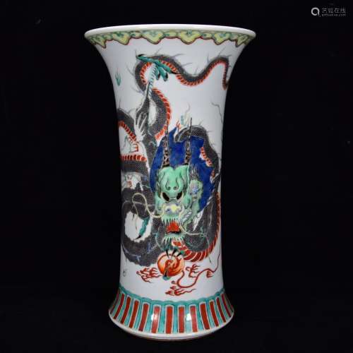Five dragon grain flower vase with 35 * 20