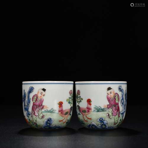 Archaize style pastel Gu Chang chicken chicken cylinder cup ...