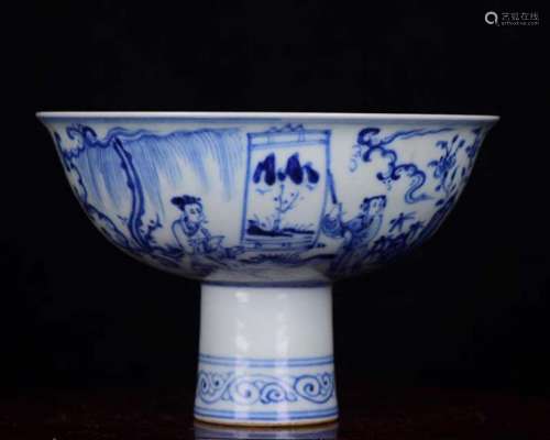 Blue and white had put the cup footed cup footed bowl 1200 1...