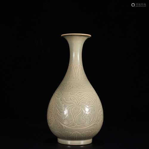 The peony flower grain okho spring bottle kiln celadon30.5 c...