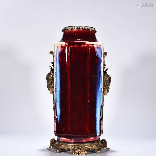 Lang kiln red obsidian to cong type bottle (Mosaic gold expo...