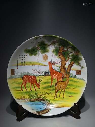 Lang shining enamel painted pine LuHeShou grail diameter: 50...