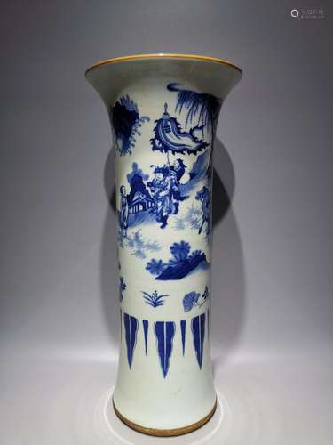 Stories of blue and white flower vase with, high: 47.8 cm, d...