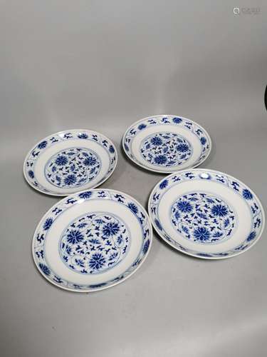 Blue and white flower tray export porcelain