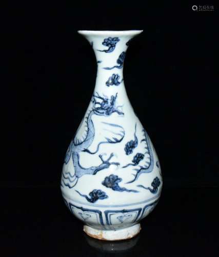 Blue and white dragon okho spring bottle 29.5 x15cm