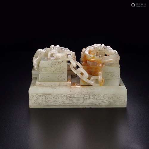 Rare hetian jade therefore walk-on seal rigid exquisite jade...