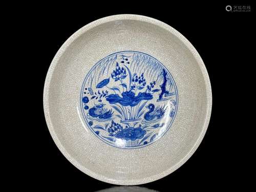 Blue and white lotus yang play 9.5/28 green-splashed bowls