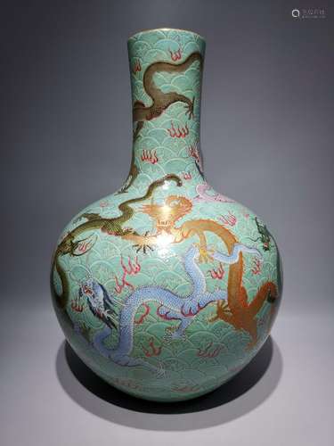 A hoard of green enamel water, tree, Kowloon, high: 56 cm, d...