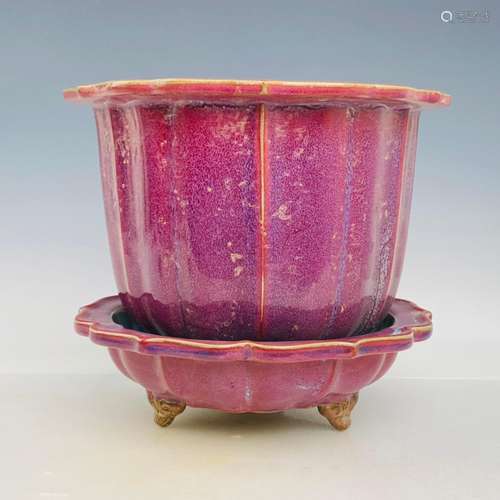 Jun porcelain masterpieces flowerpot, 24.5 cm high, 29 cm in...