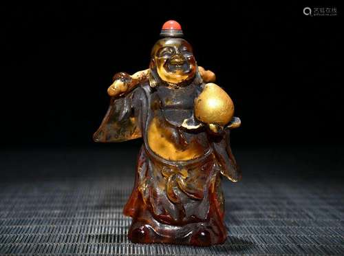 Chinese Old Beijing Glaze gold-plated Handmade Exquisite Snu...