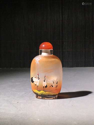 Chinese Old Beijing Glaze Handmade Exquisite Snuff Bottle 58...