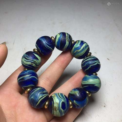 Chinese Old Beijing Glaze Handmade Exquisite Bracelets 10323