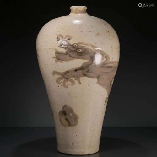 A Wonderful White-Glazed Copper-Red 'Dragon' Vase